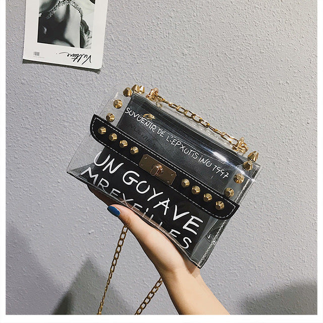 Transparent Tagline Gold Bag