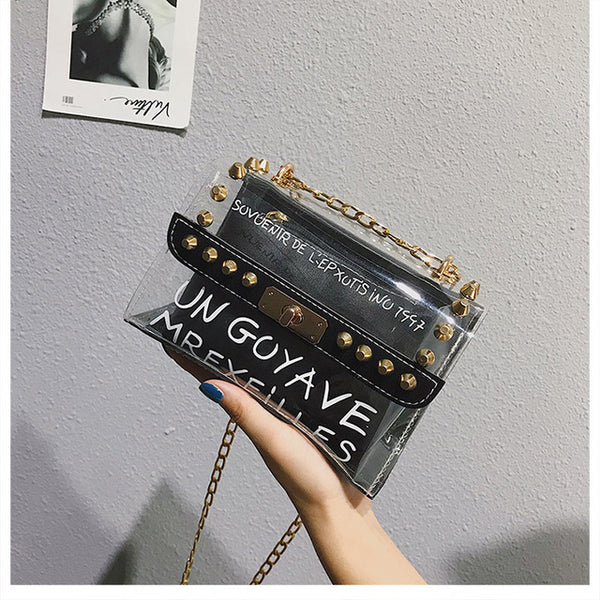 Transparent Tagline Gold Bag