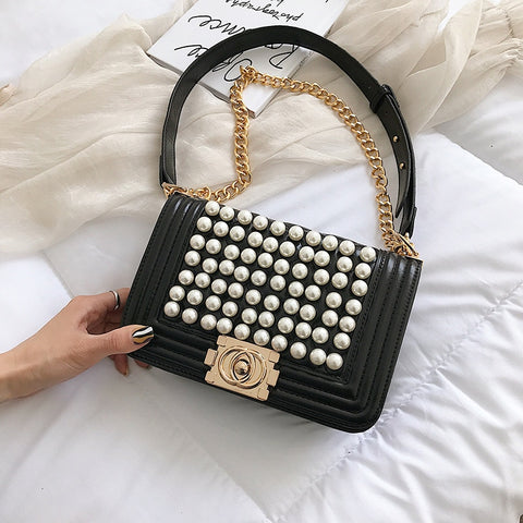 Leather Pearls Bag