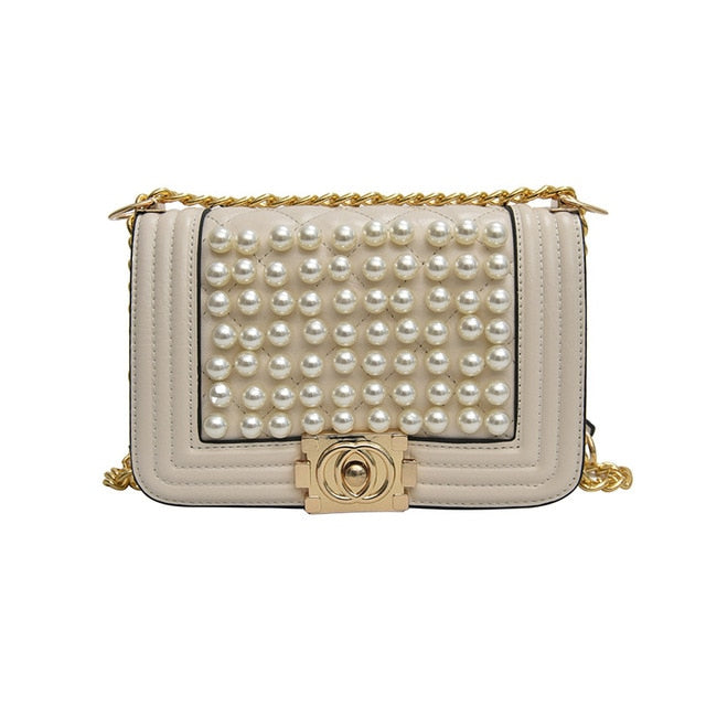 Leather Pearls Bag